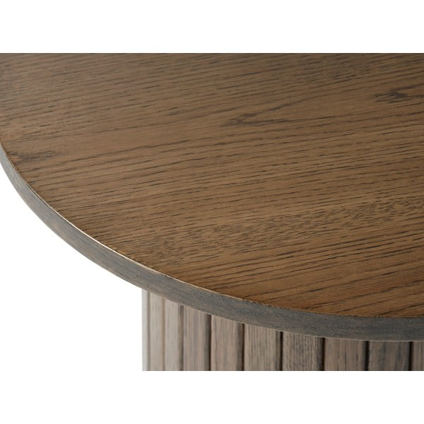 Kerek tárolóasztal tölgyfa dekorral ø 50 cm Nola – Unique Furniture-image-3