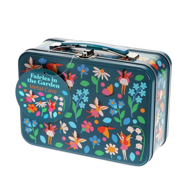 Sötétkék fém játék bőrönd 19x8x17 cm Fairies in the Garden – Rex London