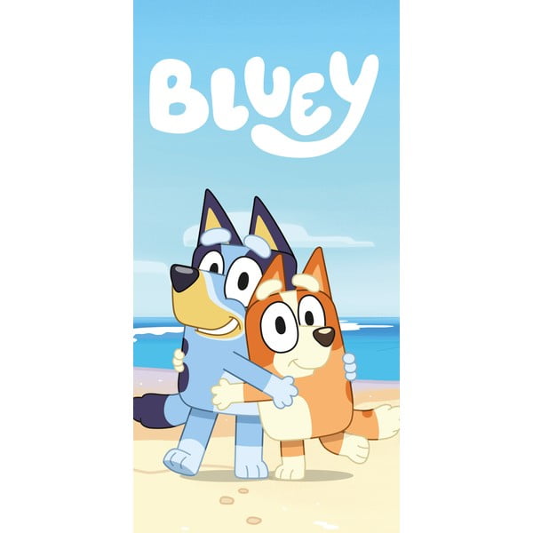 Kék-bézs pamut gyerek fürdőlepedő 70x140 cm Bluey "Beach" – Jerry Fabrics