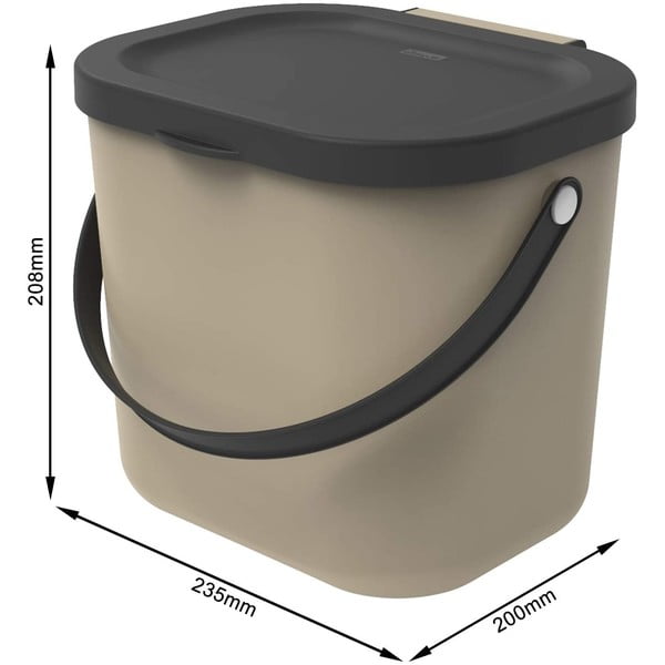 Világosbarna komposztálható hulladék gyűjtő 6 l Albula – Rotho-image-2