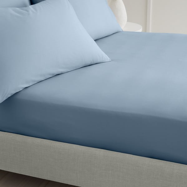 Kék gumis pamut-perkál lepedő 90x190 cm Cotton Percale – Bianca-image-1