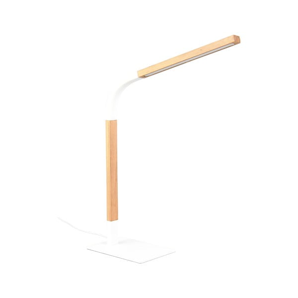 Fehér-natúr színű LED dimmelhető asztali lámpa fa búrával (magasság 73,5 cm) Norris – Trio-image-1