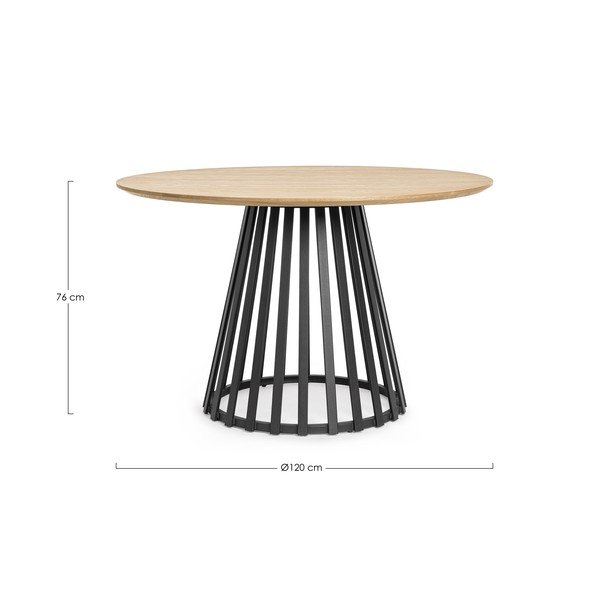 Kerek étkezőasztal kőrisfa dekoros asztallappal ø 120 cm Cillian – Bizzotto-image-4