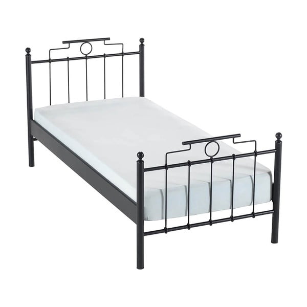 Fekete fém egyszemélyes ágy ágyráccsal 120x200 cm Hatkus – Kalune Design