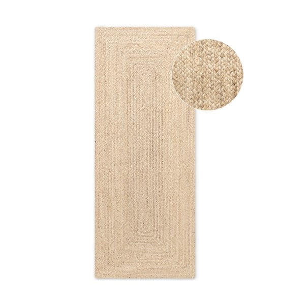 Világos natúr színű kétoldalas kézi szövésű juta futószőnyeg 80x200 cm Sharmila Natural White – Hanse Home