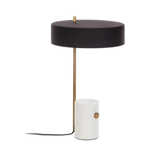 Fehér-fekete asztali lámpa fém búrával (magasság 53 cm) Phant – Kave Home