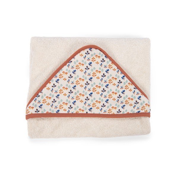 Krémszínű pamut kapucnis gyerek törölköző 80x80 cm Pomme des Bois - Moulin Roty-image-2