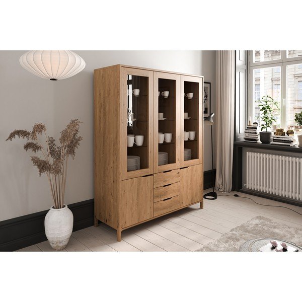 Natúr színű tölgyfa tálalószekrény 140x188 cm Twig – The Beds-image-3