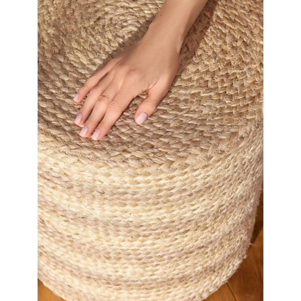 Natúr színű puff Jutta Gold – Hanse Home-image-4