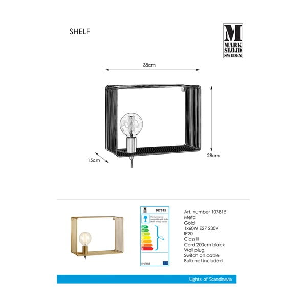 Shelf Wall Gold aranyszínű fali lámpa - Markslöjd-image-2