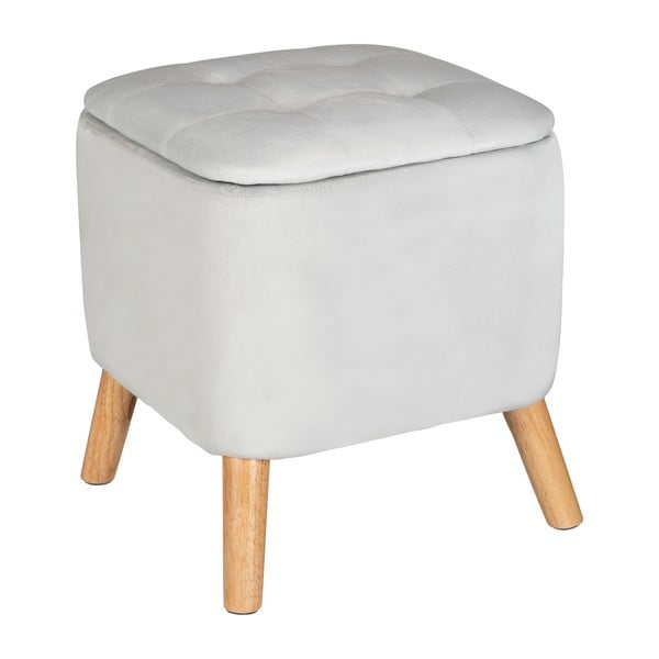 Világosszürke bársony puff – Wenko-image-2