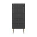 Antracitszürke magas komód 50x120 cm Bodo – Tvilum