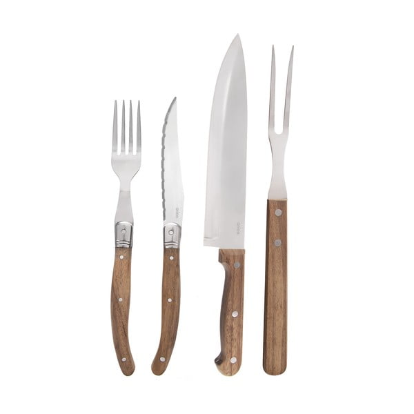 Ezüstszínű-natúr színű rozsdamentes acél evőeszköz készlet 15 db-os – Orion-image-2