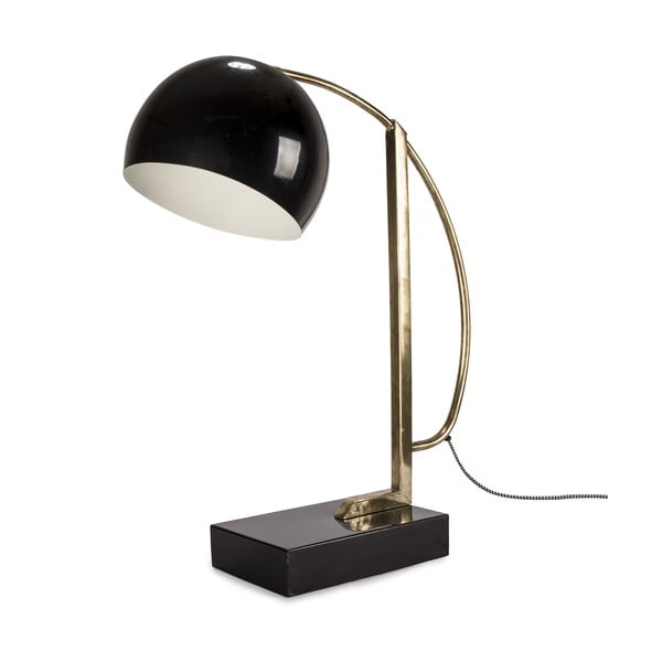 Fényes fekete asztali lámpa fém búrával (magasság 56 cm) Antique – HF Living