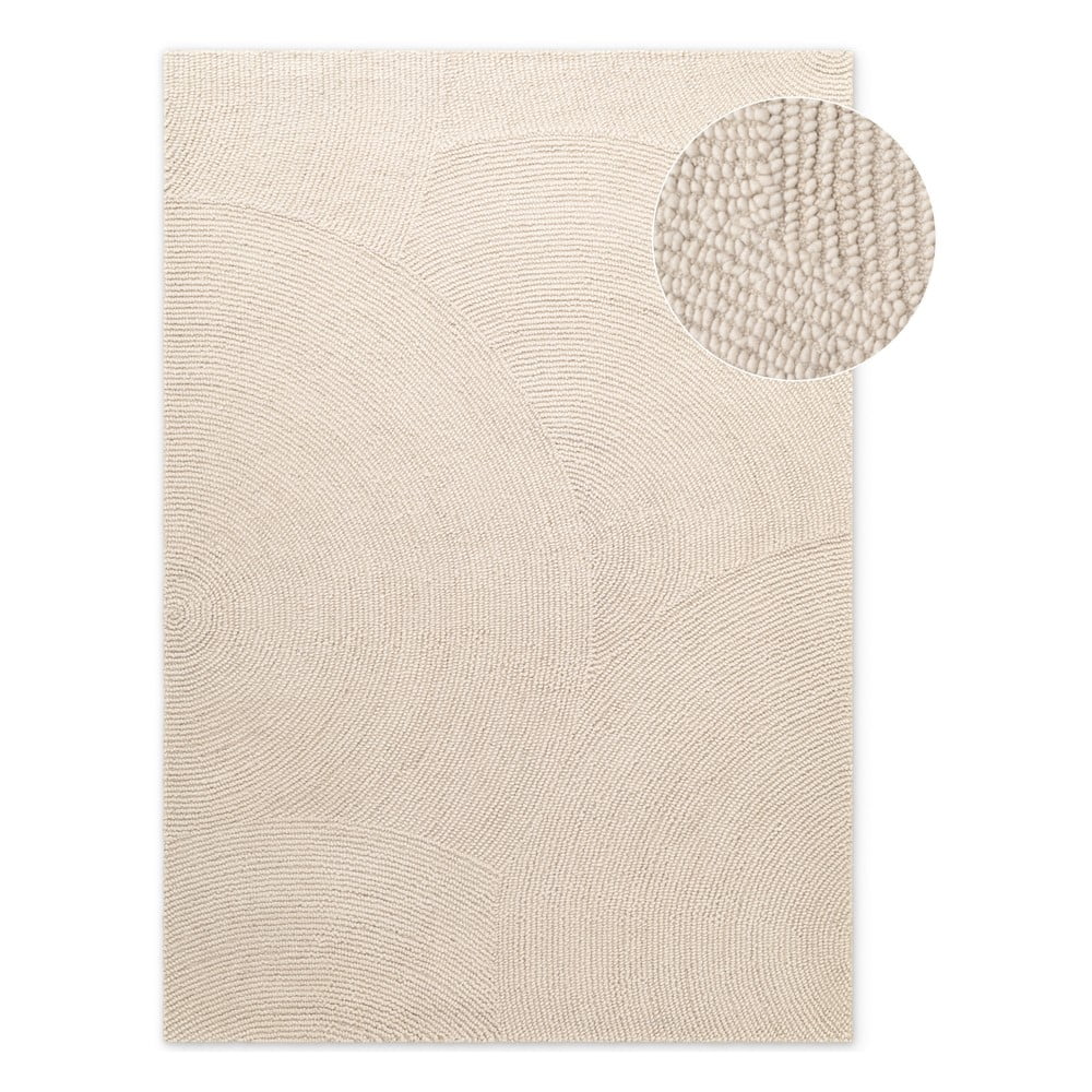 Világos natúr színű kézi szövésű gyapjú szőnyeg 120x180 cm Eleni Natural White – Hanse Home