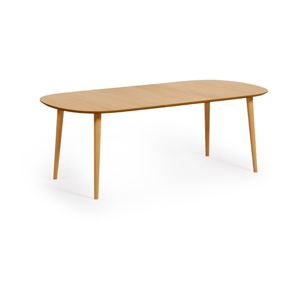 Natúr színű kerek bővíthető étkezőasztal tölgyfa dekorral ø 160 cm Oqui – Kave Home-image-2