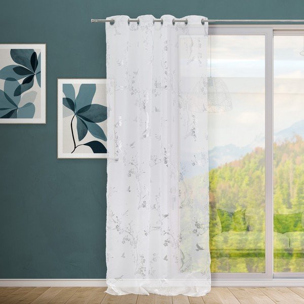 Fehér-ezüstszínű fényáteresztő függöny 140x260 cm Paradis – Casa Selección-image-1