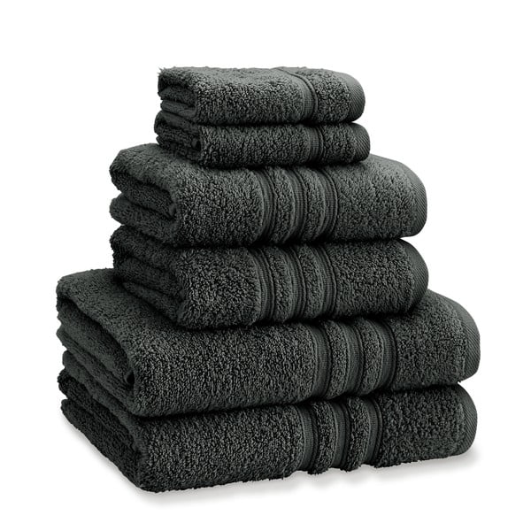 Sötétszürke frottír pamut törölköző és fürdőlepedő készlet 6 db-os Zero Twist – Catherine Lansfield