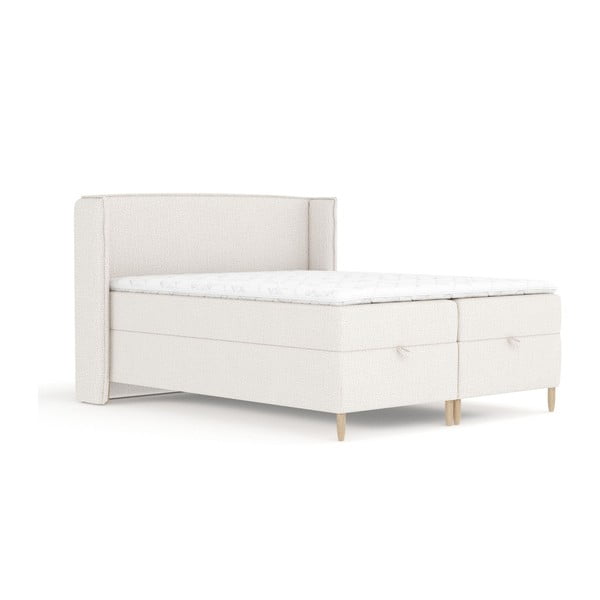 Krémszínű ágyneműtartós boxspring ágy 160x200 cm Monpelli – Maison de Rêve