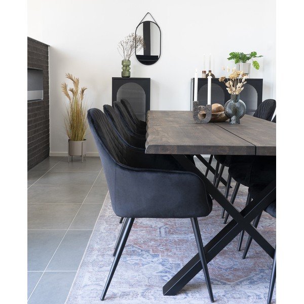 Fekete kárpitozott karfás étkezőfotel szett 2 db-os Harbo – House Nordic-image-1