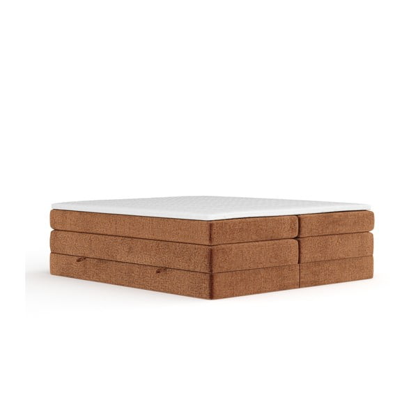 Narancssárga ágyneműtartós boxspring ágy ágytámla nélkül 140x200 cm Juniper – Maison de Rêve