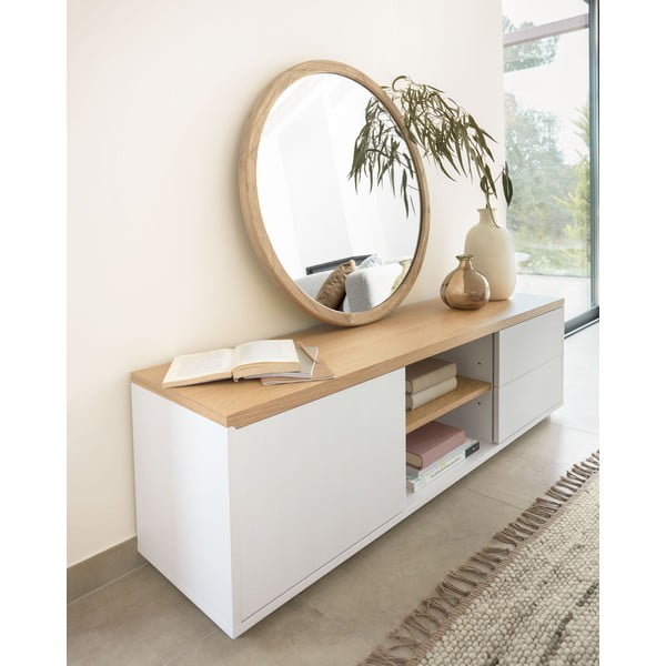 Fehér TV-állvány tölgyfa dekorral 150x44x36 cm Abilen – Kave Home-image-3