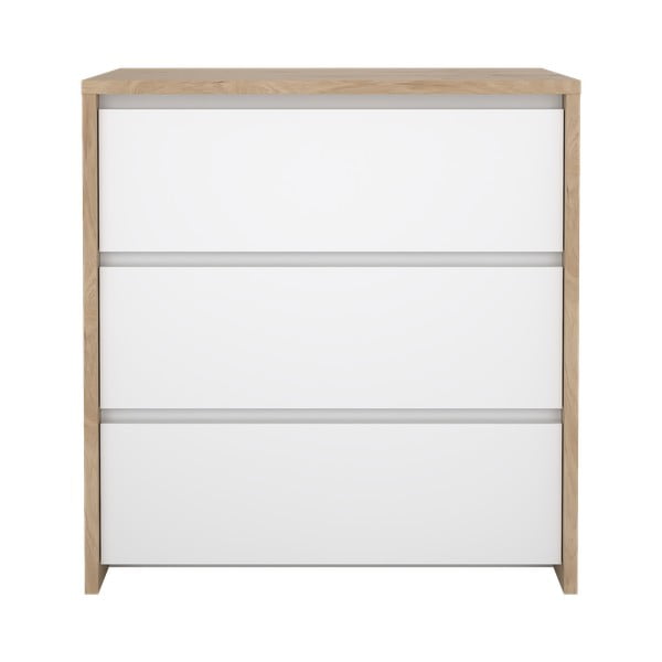 Fehér-natúr színű komód tölgyfa dekorral 80x84x48 cm Next – Tvilum