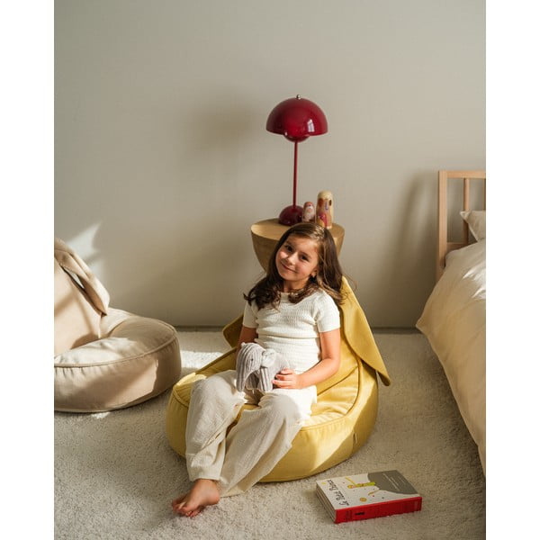 Sárga bársony gyerek babzsákfotel Bunny – Wigiwama-image-1