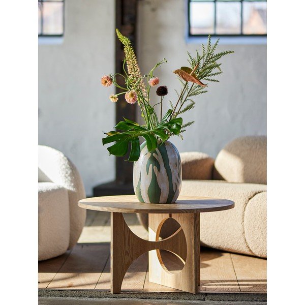 Natúr színű kerek dohányzóasztal fenyőfa dekorral ø 80 cm Alden – Bloomingville-image-1