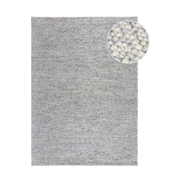 Világoskék kézi szövésű gyapjúkeverék szőnyeg 80x150 cm Minerals – Flair Rugs