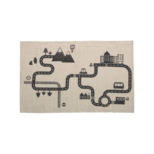 Nisi bézs-fekete organikus pamut gyerekszőnyeg, 75 x 120 cm - Kave Home