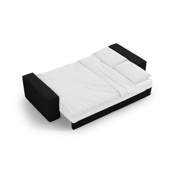 Fekete buklé kinyitható kanapé 247 cm Jodie – Micadoni Home-image-4