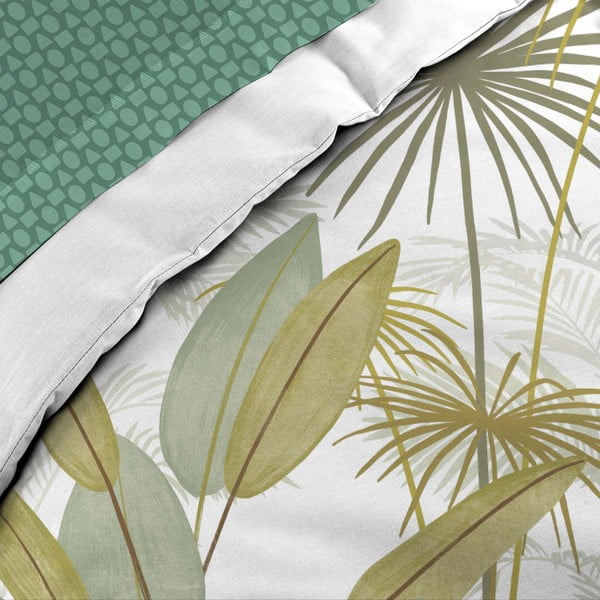 Fehér-zöld kétszemélyes-hosszabbított pamut ágyneműhuzat lepedővel-hatrészes 240x220 cm Otika – douceur d'intérieur-image-2