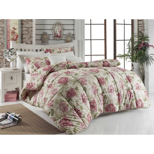 Care Pink kétszemélyes steppelt ágytakaró, 195 x 215 cm