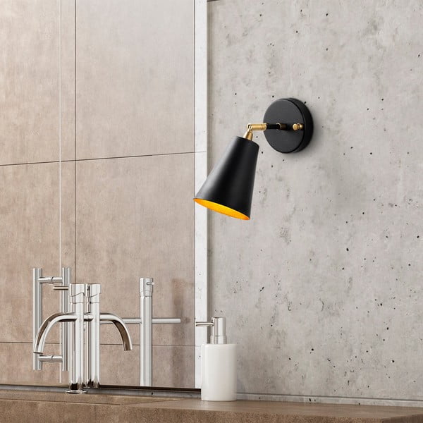 Fekete-aranyszínű fali lámpa ø 10 cm Evander – Opviq lights-image-3