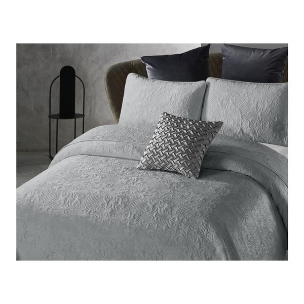 Velvet Clara világosszürke mikroperkál ágytakaró egy párnahuzattal, 180 x 250 cm - Dreamhouse-image-1
