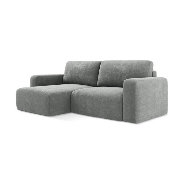 Szürke zsenília kinyitható-tárolóhelyes sarokkanapé (bal oldali-heverő résszel) Kona – Makamii-image-2