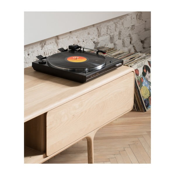 Fawn tömör tölgyfa TV állvány 2 fiókkal - Gazzda-image-1