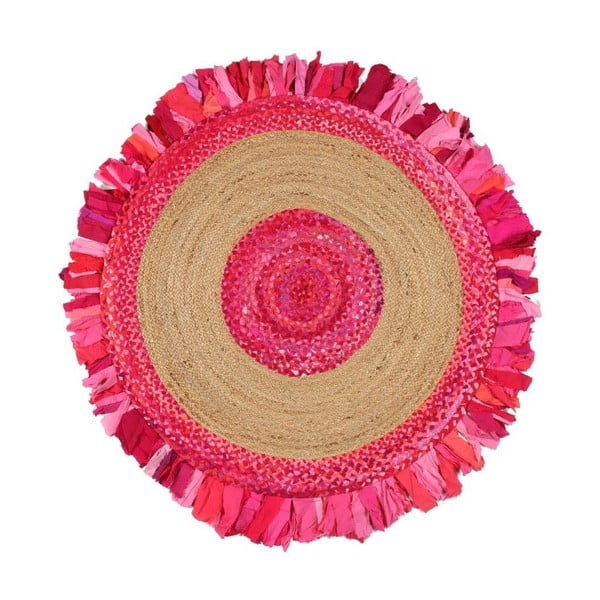 Girl Power kerek szőnyeg jutából és pamutból, Ø 150 cm - Eco Rugs