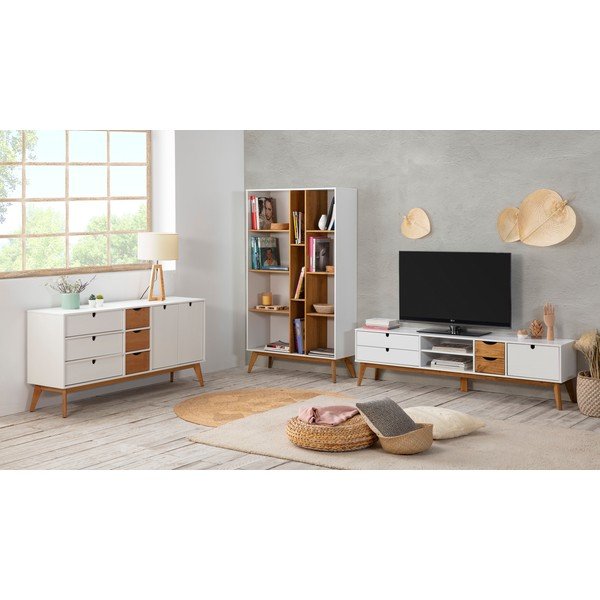 Mila TV-állvány fehér részletekkel, 180 x 37 cm - Marckeric-image-1