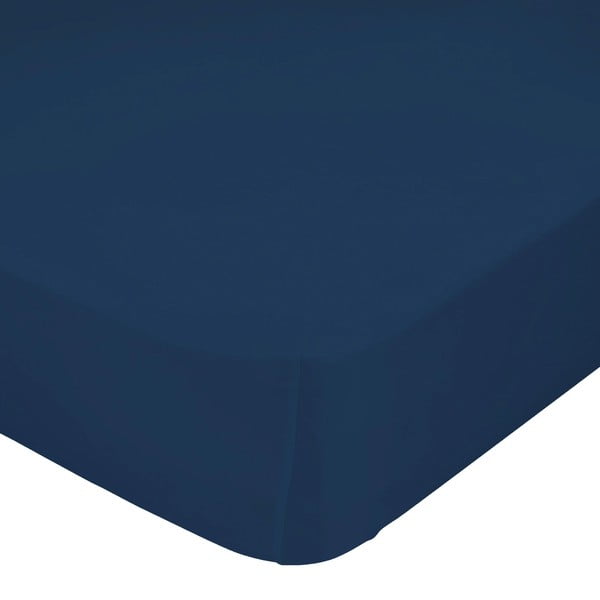 Basic sötétkék elasztikus lepedő 100% pamutból, 90 x 200 cm - Baleno