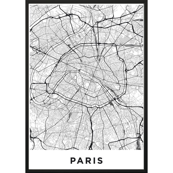 MAP/PARIS/NO2 keretezett fali kép, 40 x 50 cm