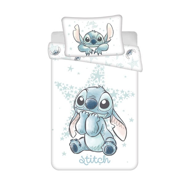 Fehér pamut gyerek ágyneműhuzat babaágyhoz 100x135 cm Lilo and Stitch "White Star" – Jerry Fabrics