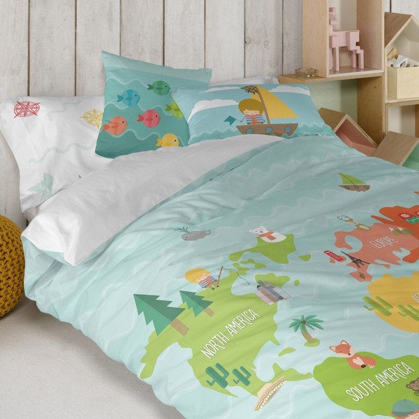 World Map párnahuzat 100% pamutból, 50 x 30 cm - Happynois-image-1