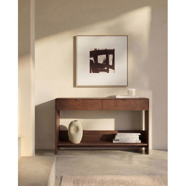 Sötét natúr színű komód diófa dekorral 120x81x35 cm Norlen – Kave Home-image-2