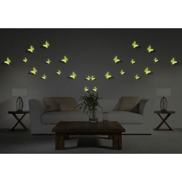 Butterflies sötétben világító 3D hatású 12 darabos falmatrica szett - Ambiance-image-1
