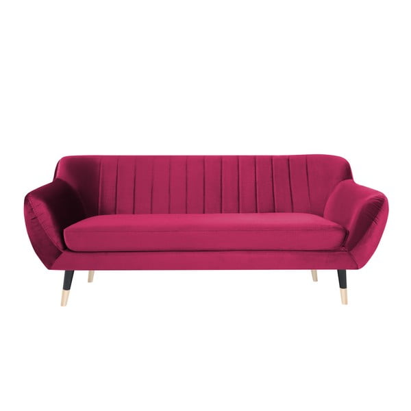 Benito rózsaszín háromszemélyes kanapé fekete lábakkal, 188 cm - Mazzini Sofas