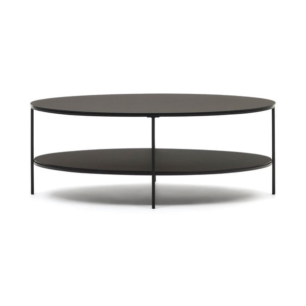 Fekete dohányzóasztal üveg asztallappal 65x110 cm Fideia – Kave Home-image-2