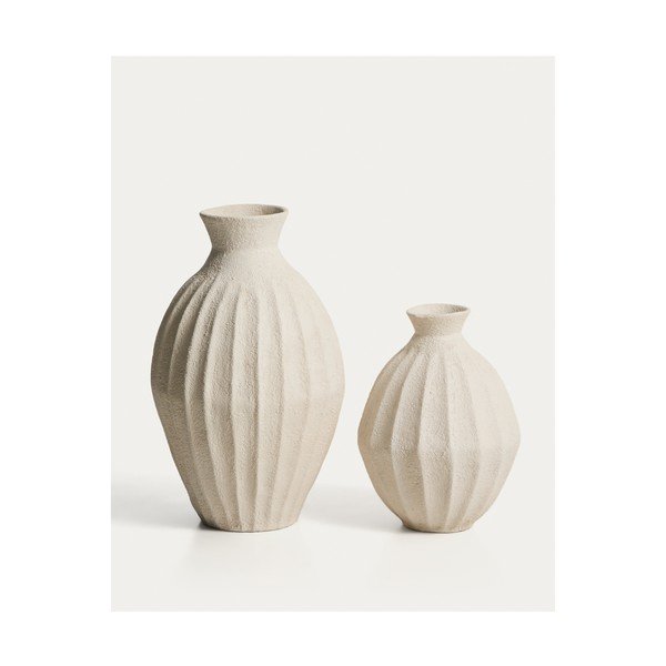 Krémszínű papírmasé kézzel készített-magas váza (magasság 67 cm) Arquena – Kave Home-image-1