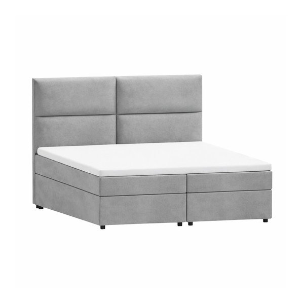 Világosszürke ágyneműtartós boxspring ágy 140x200 cm Rico – Ropez
